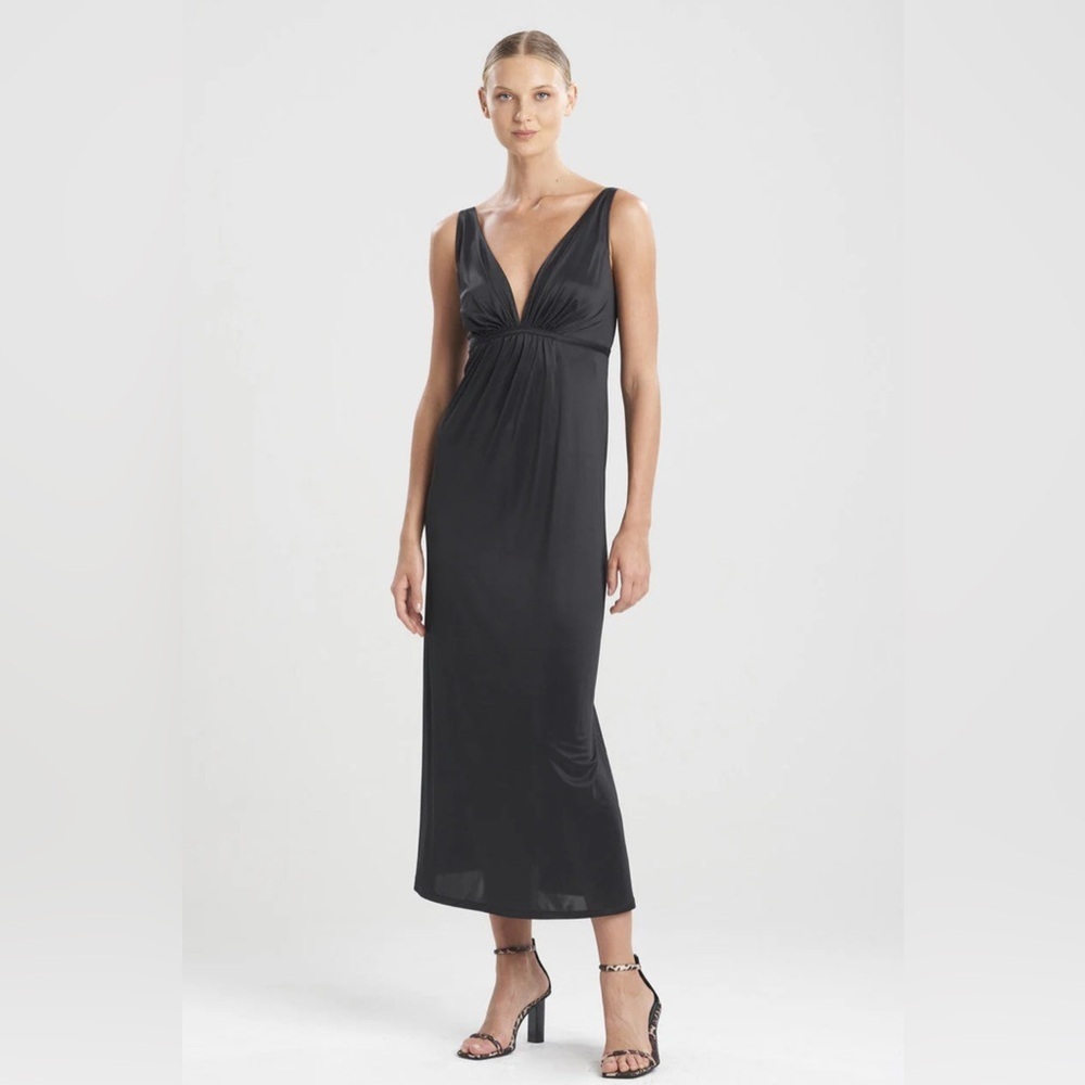 Natori Black Mesh Slip Dress